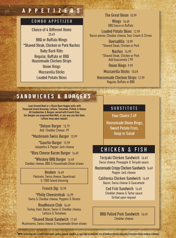 Menu :: Billygans Roadhouse